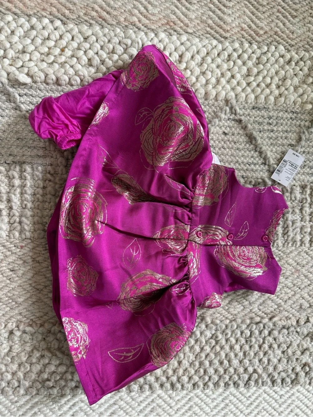 The Children's Place Fuchsia Floral Metallic Rose Dress 18-24 months 2pc nwt